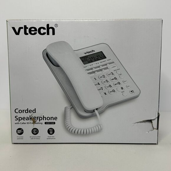 Vtech Corded Speaker Telephone with Caller ID & Hands-Free White CD1153 - Picture 1 of 16